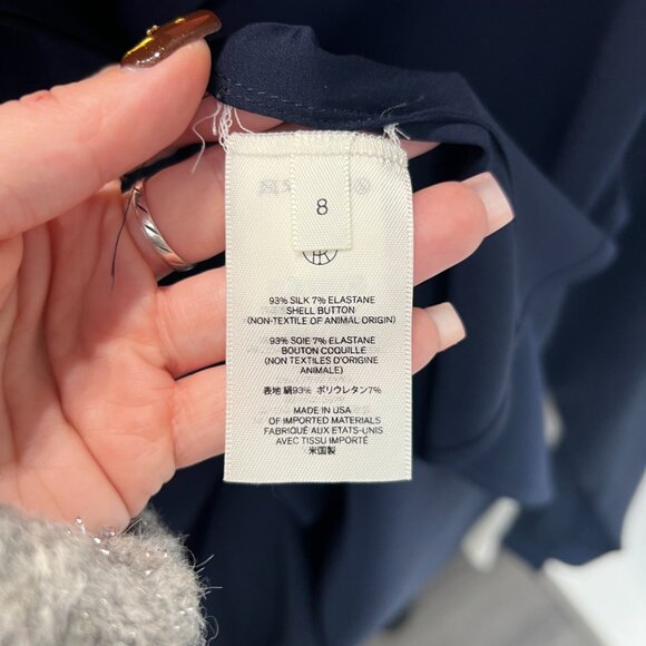 $850 The Row Blue Silk Blouse Button Down Blouse Shirt size 8 - Picture 8 of 9